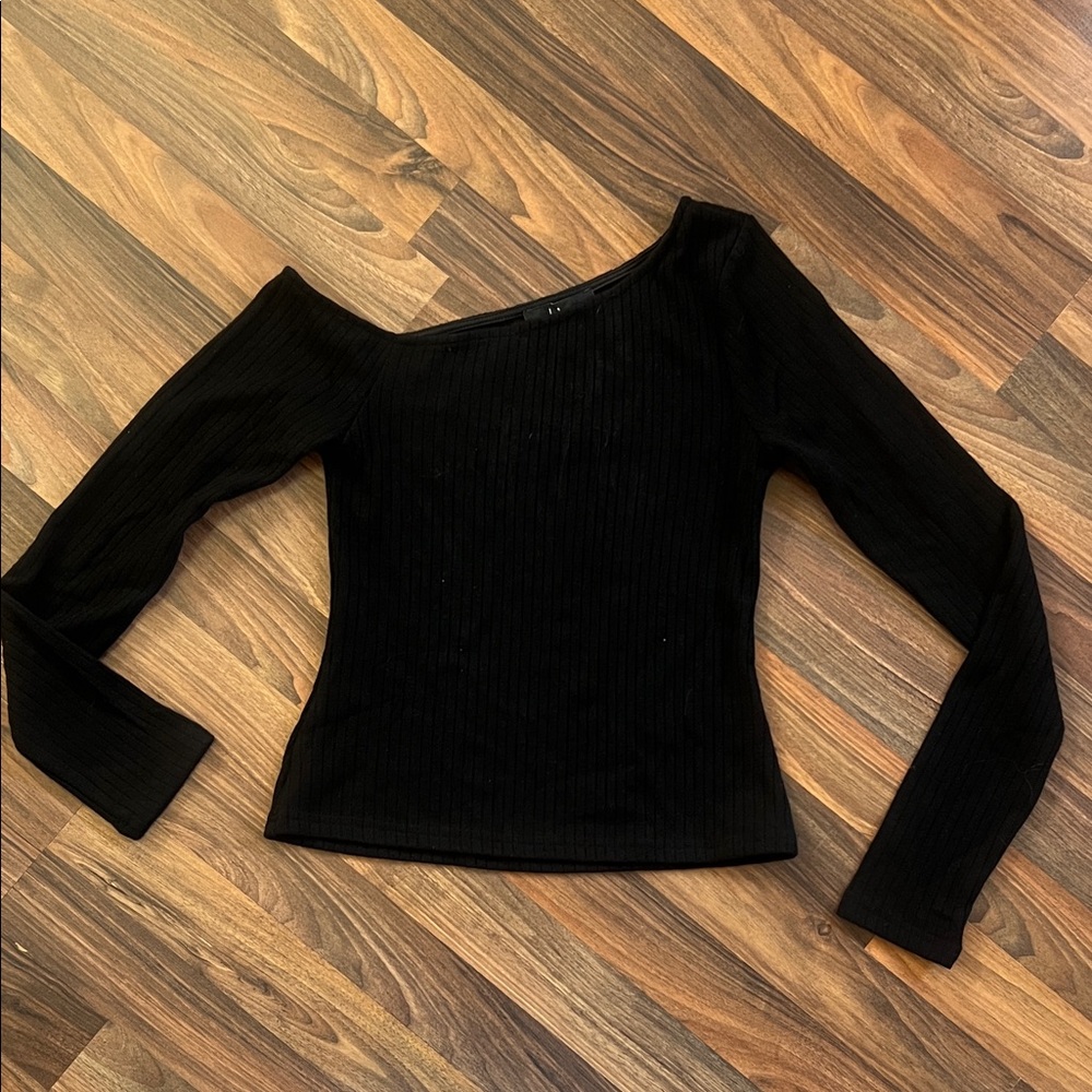 Lulu's Black Ribbed Top